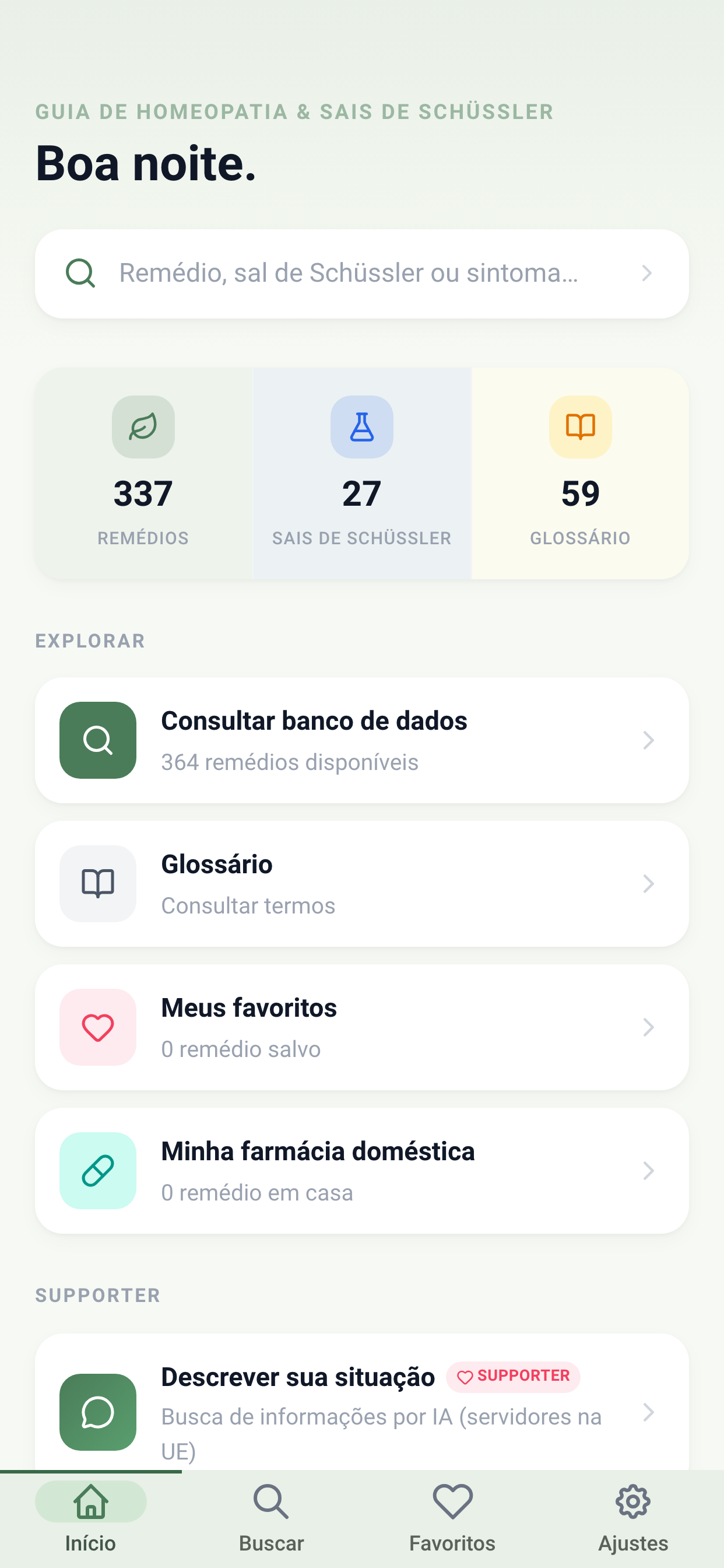 Tela inicial do app
